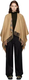 Burberry Charolette Reversible Check Wool Cape In Archive Beige
