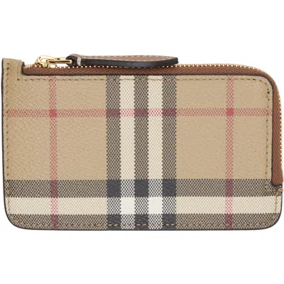 BURBERRY BEIGE CHECK ZIP WALLET