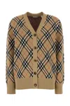 Burberry Wool And Mohair Blend Check Cardigan Women In Brown