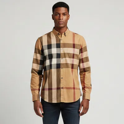 Pre-owned Burberry Beige Checked Cotton Button Down Shirt L