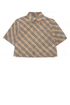 Burberry Check Cropped Shirt In Brown