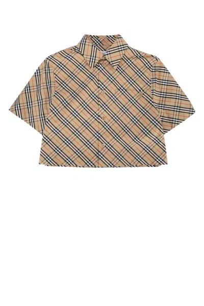 BURBERRY BEIGE CHECKED CROPPED SHIRT