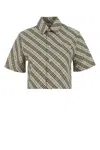 Burberry Beige Checked Cropped Shirt In Green