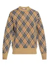 Burberry Check-pattern Wool Crew Neck Sweater Clothing In Multi