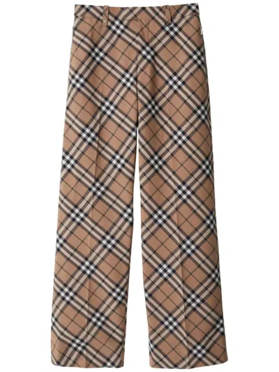 BURBERRY BEIGE CHECKED TROUSERS