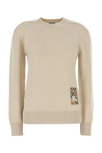 BURBERRY BEIGE CHECKED WOOL JUMPER