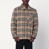 Burberry Beige Checked Wool Shirt Jacket In Sand