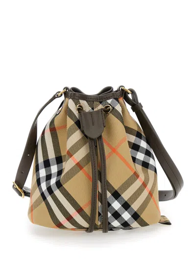 BURBERRY BEIGE CHECKERED BUCKET BAG