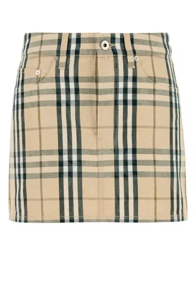 BURBERRY BEIGE CHECKERED MINISKIRT