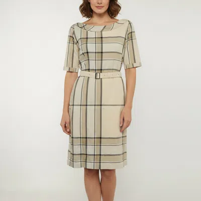 Pre-owned Burberry Beige Checkered Pattern Cotton Mischa Dress M In Sand