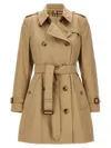 Burberry Cotton Gabardine Trench Coat In Beige