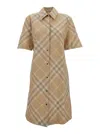 Burberry Signature Check Button-front Shirtdress In Multicolor
