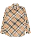 Burberry Beige Classic Collar Cotton Shirt With Appeal In Multi