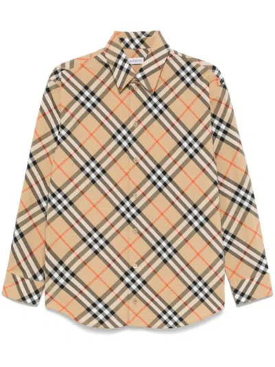 Burberry Beige Classic Collar Cotton Shirt With Appeal