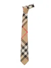 Burberry Men Beige Classic-style Tie With Vintage Check Print Man In Beige