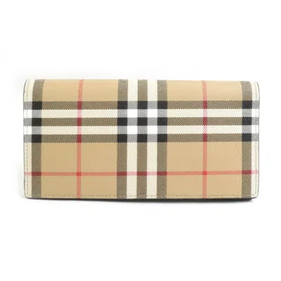 Pre-owned Burberry Beige Coated Canvas Pvc Long Wallet (bi-fold) ()
