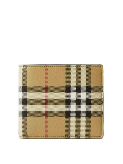 BURBERRY BEIGE COATED FABRIC WALLET