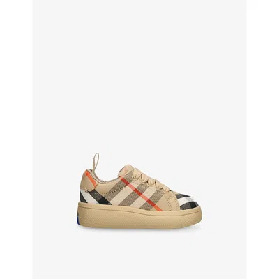 Burberry Kids' Cambridge Checked Canvas Low-top Trainers Beige Comb Eur 26 / 8.5 Uk In Nude