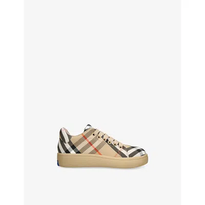 Burberry Kids' Cambridge Checked Canvas Low-top Trainers Beige Comb Eur 30 / 12 Uk In Sand