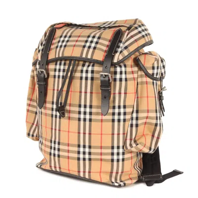 Pre-owned Burberry Beige Cotton 70% Polyester 30% Backpack () In Sand