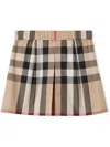 Burberry Checked Pleated Cotton Skirt In Beige
