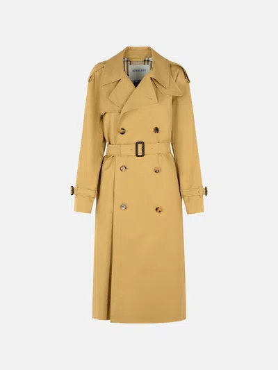 Burberry Beige Cotton Blend Trench Coat In Sand