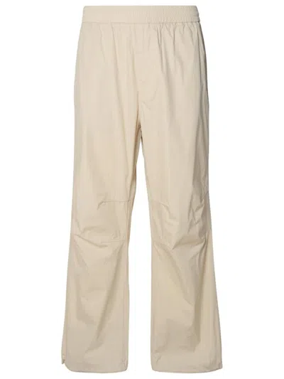 Burberry Beige Cotton Blend Trousers Men In Cream