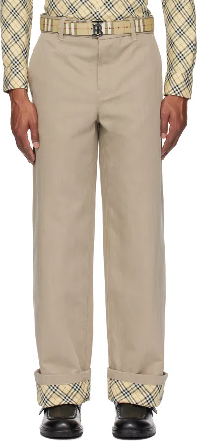 BURBERRY BEIGE COTTON CARPENTER TROUSERS