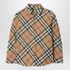 Burberry Beige Shirt With Check Motif In Cotton Boy In Beige
