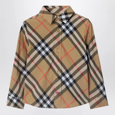 Burberry Beige Cotton Check Pattern Shirt