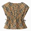 BURBERRY BEIGE COTTON CHECK TOP