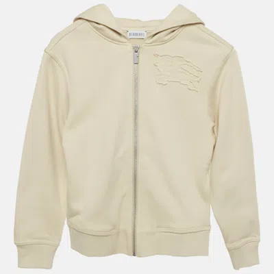 Pre-owned Burberry Beige Cotton Clyde Ekd Zip Hoodie Size 8 Yrs In Sand