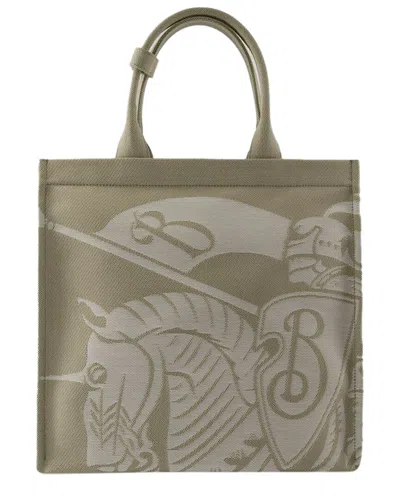 Pre-owned Burberry Beige Cotton Ekd Shopper Bag, Never Carried (authentic Pre-loved) In Green