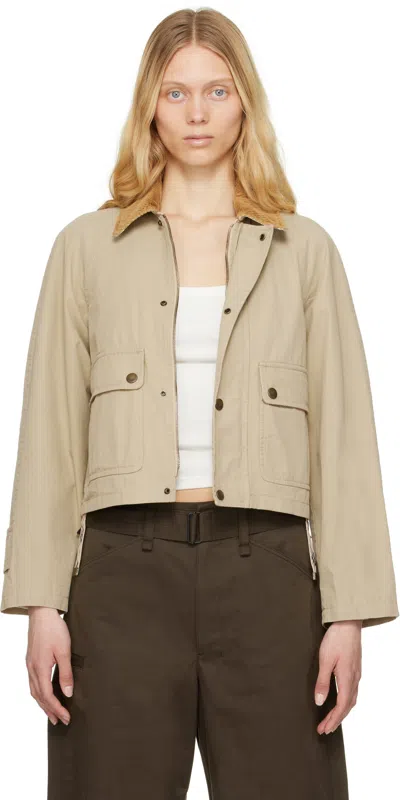 Burberry Beige Cropped Cotton Jacket In Brown