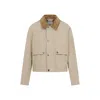 Burberry Cropped Beige Coat With Corduroy Collar In Gray