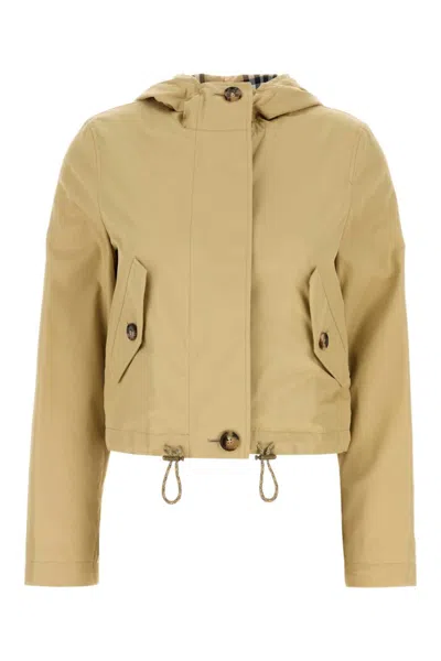Burberry Beige Cotton Jacket In Neutral