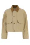 Burberry Beige Cropped Cotton Jacket In Light Brown