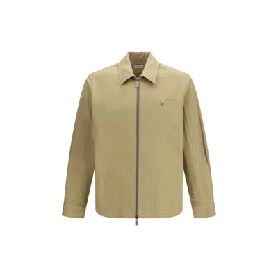 Burberry Men Check Cotton Zip Shirt Jacket In Green