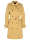 Burberry 'waterloo' Beige Cotton Blend Trench Coat In Brown