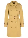 Burberry 'waterloo' Beige Cotton Blend Trench Coat In Brown