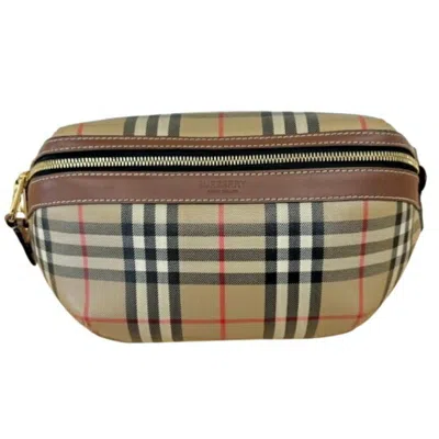 Pre-owned Burberry Beige Cotton Leather Fanny Pack Sling Bag ()