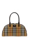Burberry Women Coated Canvas Crossbody Bag With Check Pattern In Black