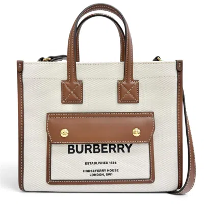 Pre-owned Burberry Beige Cotton Linen Shoulder Bag ()