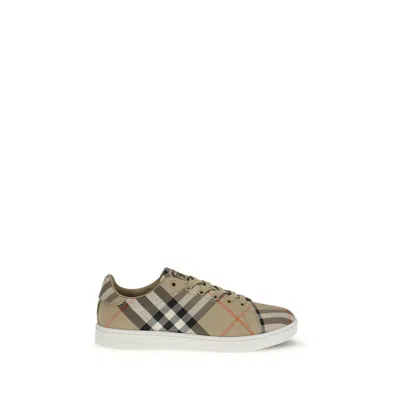 Burberry Beige Cotton Low Top Sneakers In Neutral