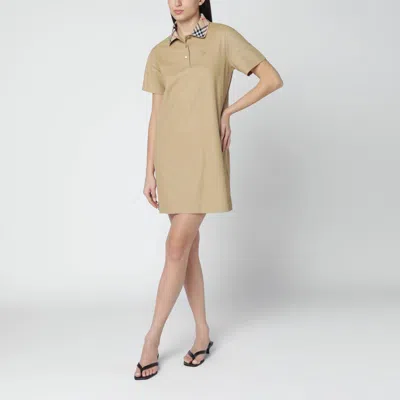 Burberry Beige Cotton Polo Dress In Brown