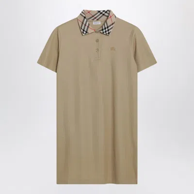 Burberry Beige Cotton Polo Dress In Brown
