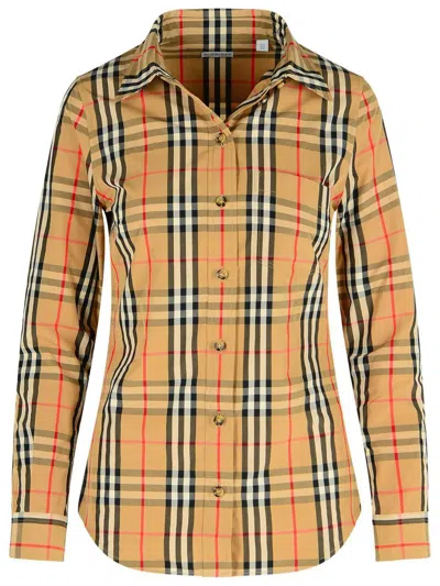 Burberry Beige Cotton Shirt In Multi