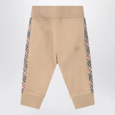 Burberry Beige Cotton Sponge Effect Pants In Nude