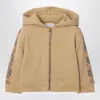 Burberry Beige Cotton Terry Zip Sweatshirt In Brown