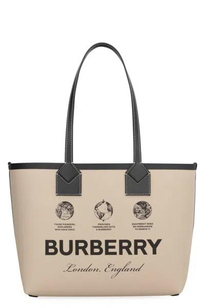 Burberry Beige Cotton Tote Bag For Women In Tan